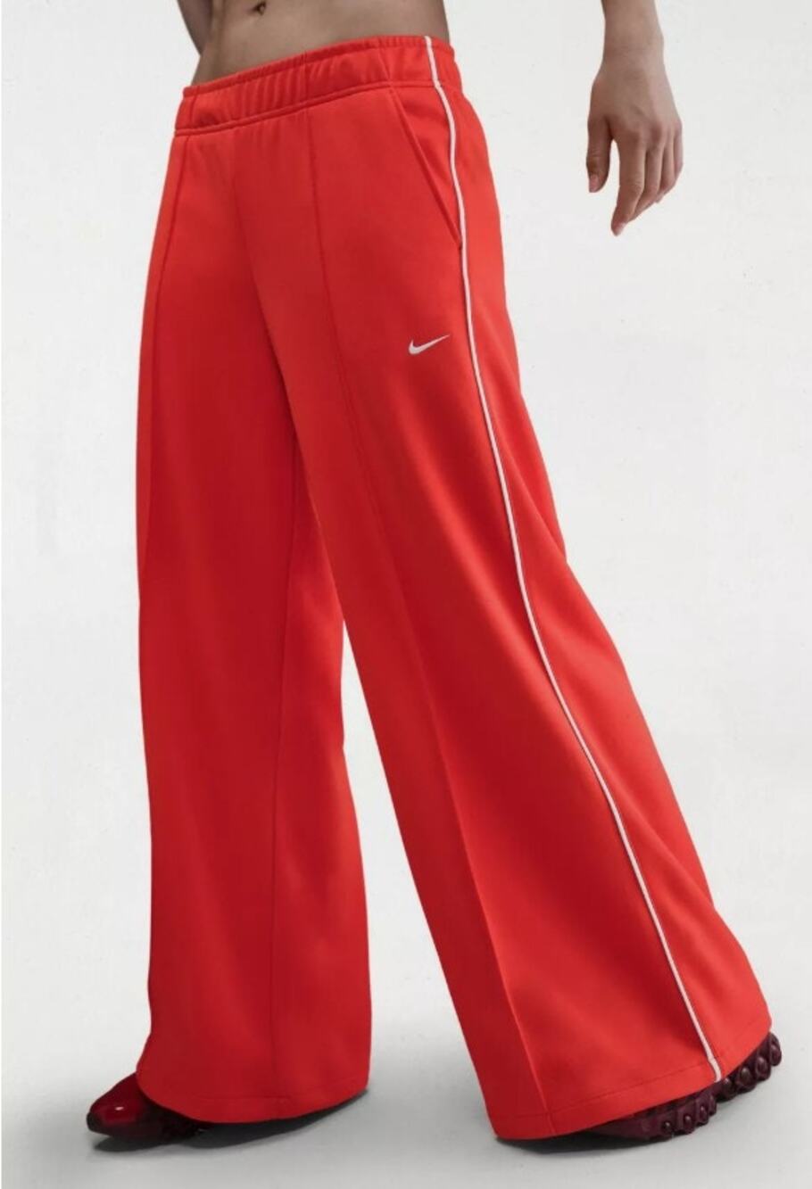 Nike Sportswear Mid-Rise Wide Leg Track Pants Picante Red Orange Women XL Baggy